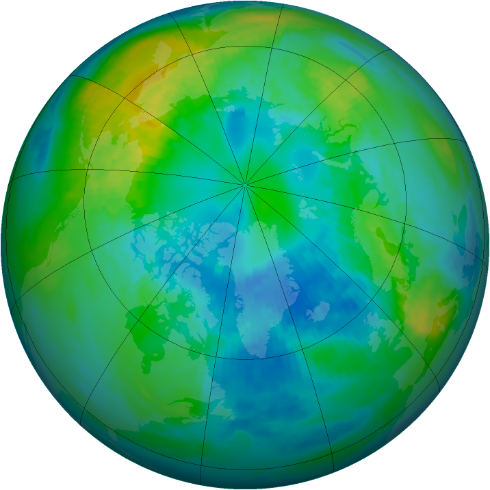 Arctic ozone map for 13 October 1980